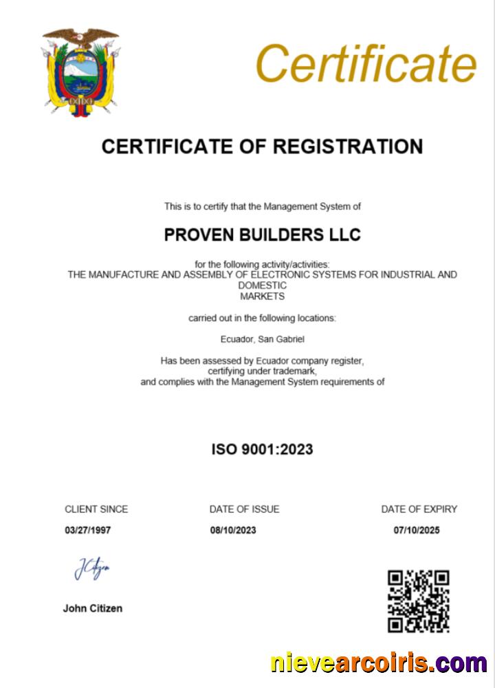 Ecuador certificate of registration